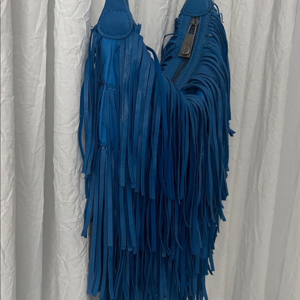 Steve Madden Vibrant Blue Layered Fringe Shoulder Bag